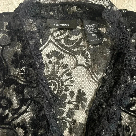 Goth mesh velvet and lace Express top. - Picture 9 of 9